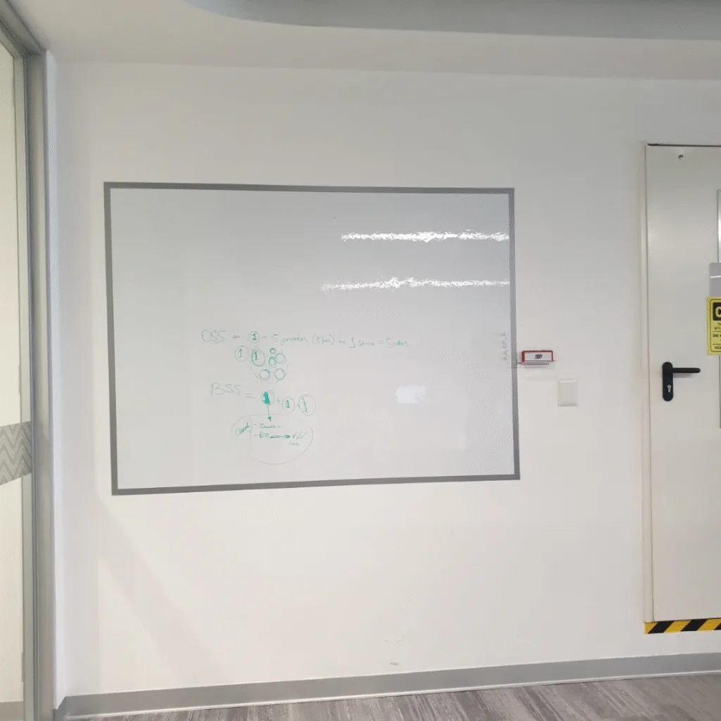 Pizarra brillante en sala de trabajo
